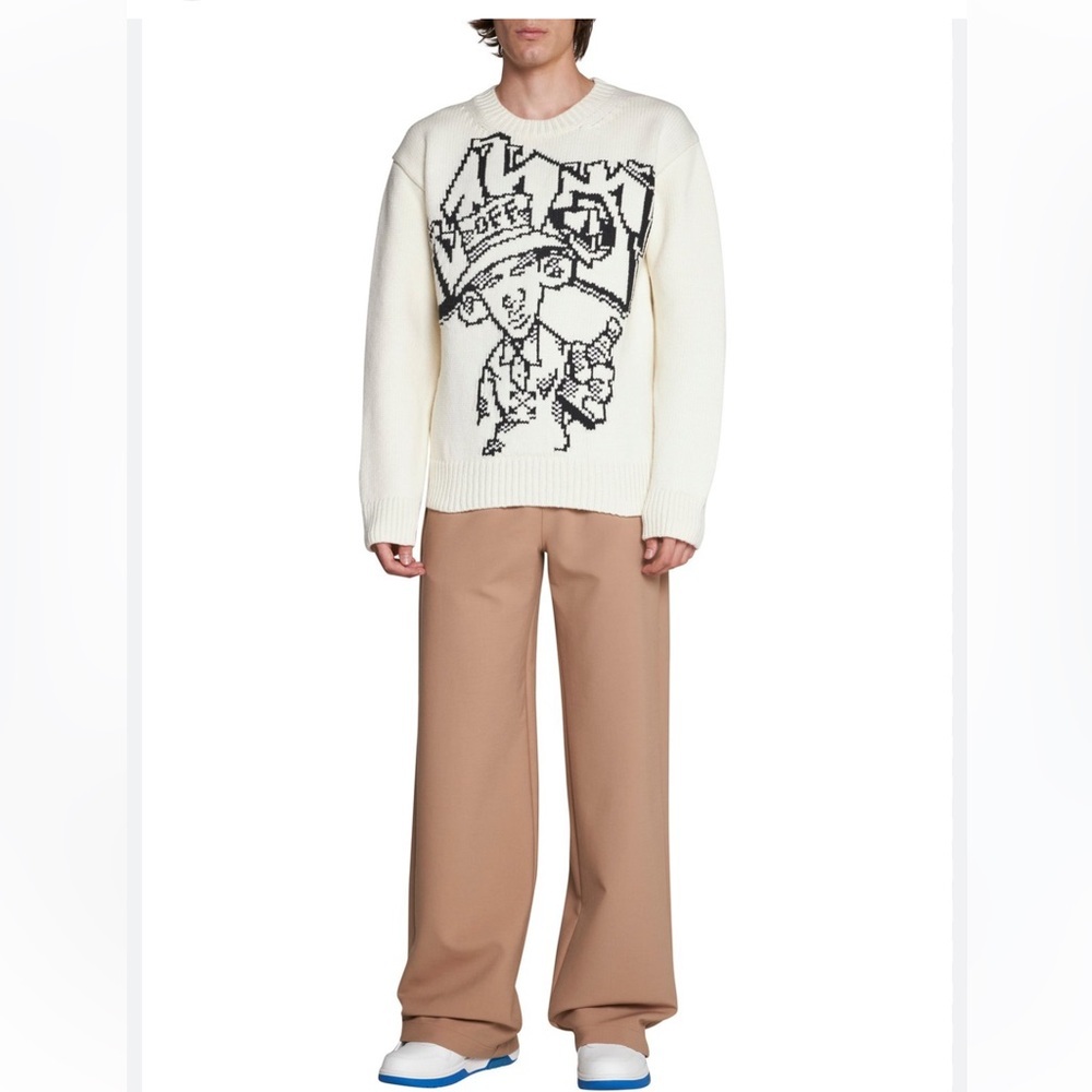 NWT Off-White Logo Intarsia Long-Sleeved Jumper